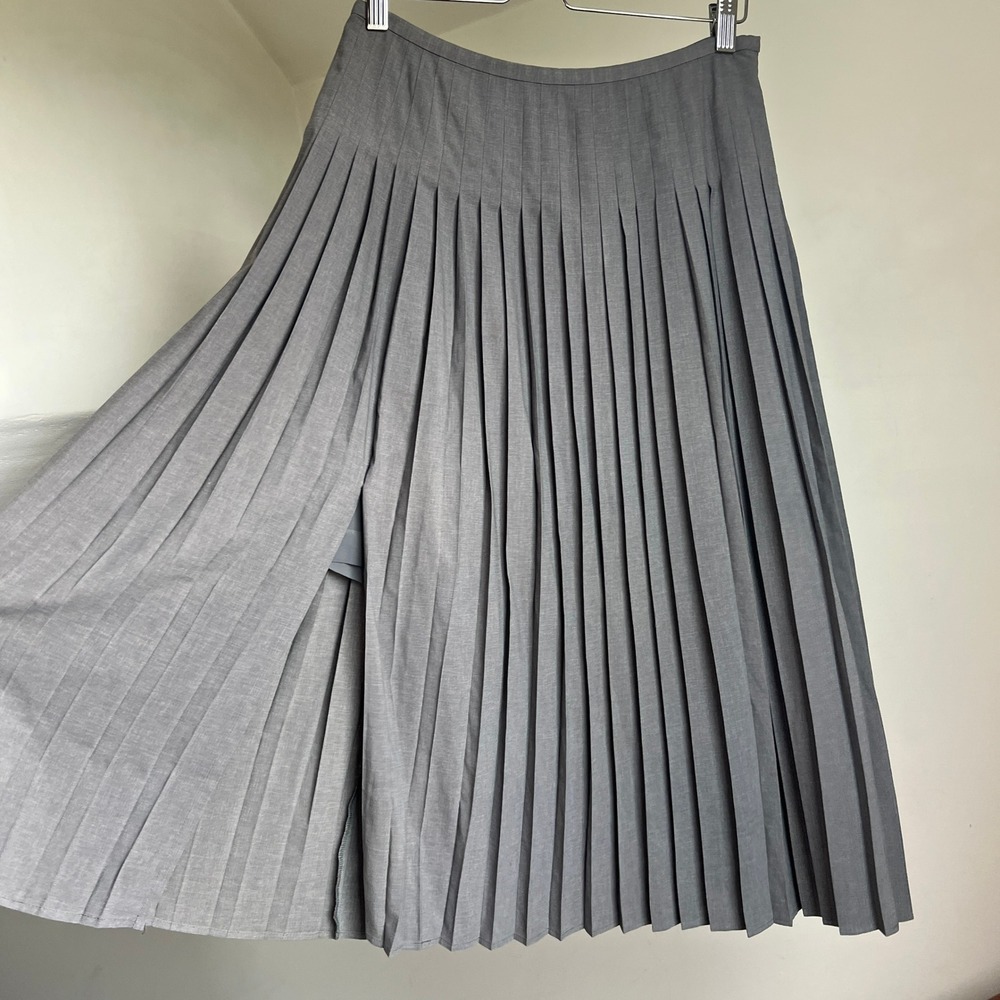 Valette Pleated Skirt Grey Knife Pleat Academia Chic Office Preppy Schoolgirl